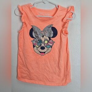 Disney Jumping Beans Minnie Mouse Ruffle Sleeve Graphic Tee Coral Girls 4T